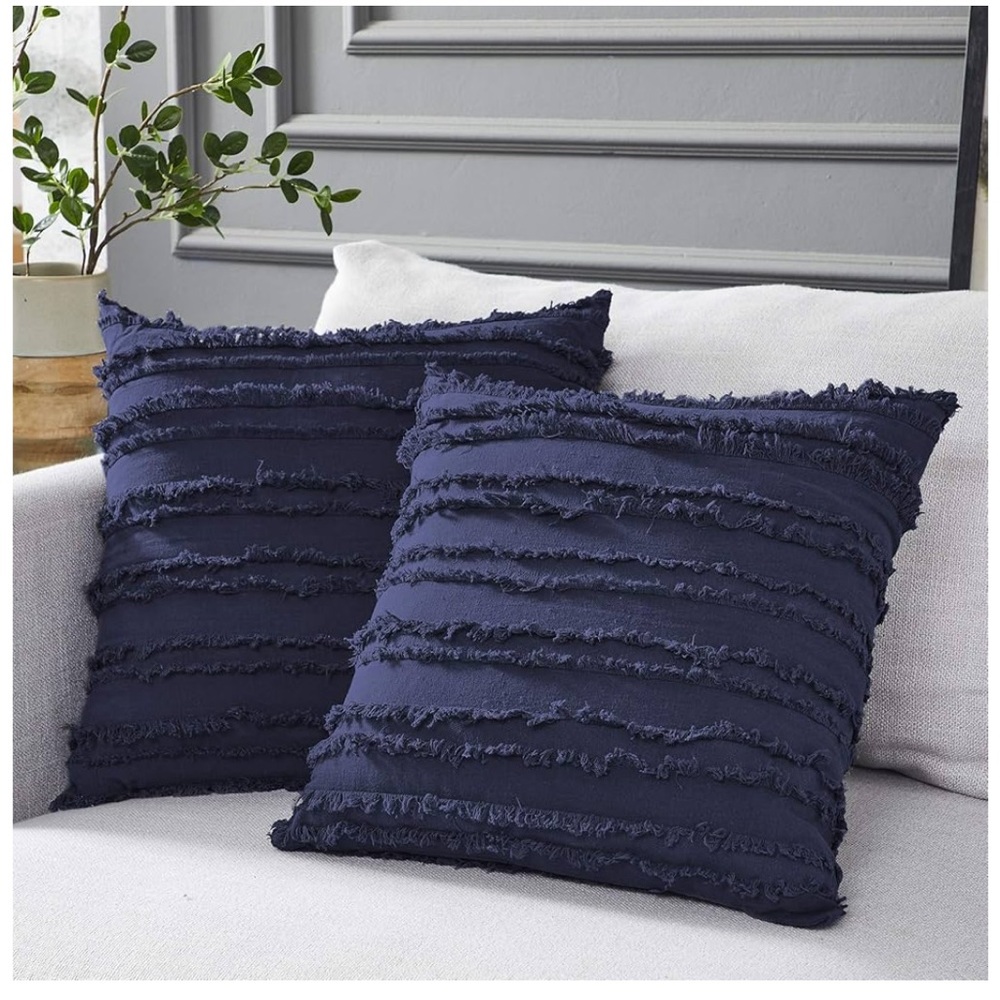 Navy Blue tufted pillow cover set of 2 square